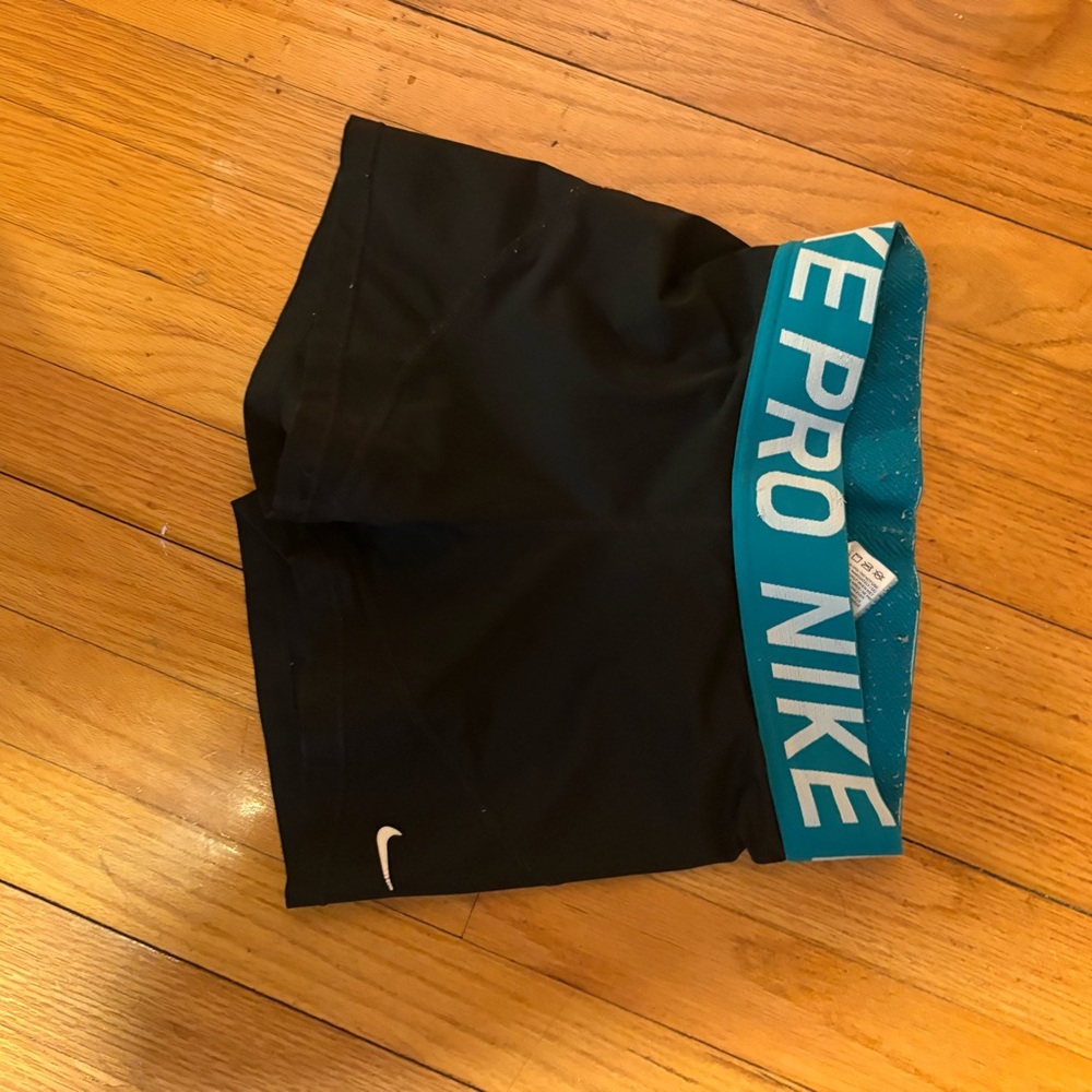 Nike Black Shorts with Teal Waistband